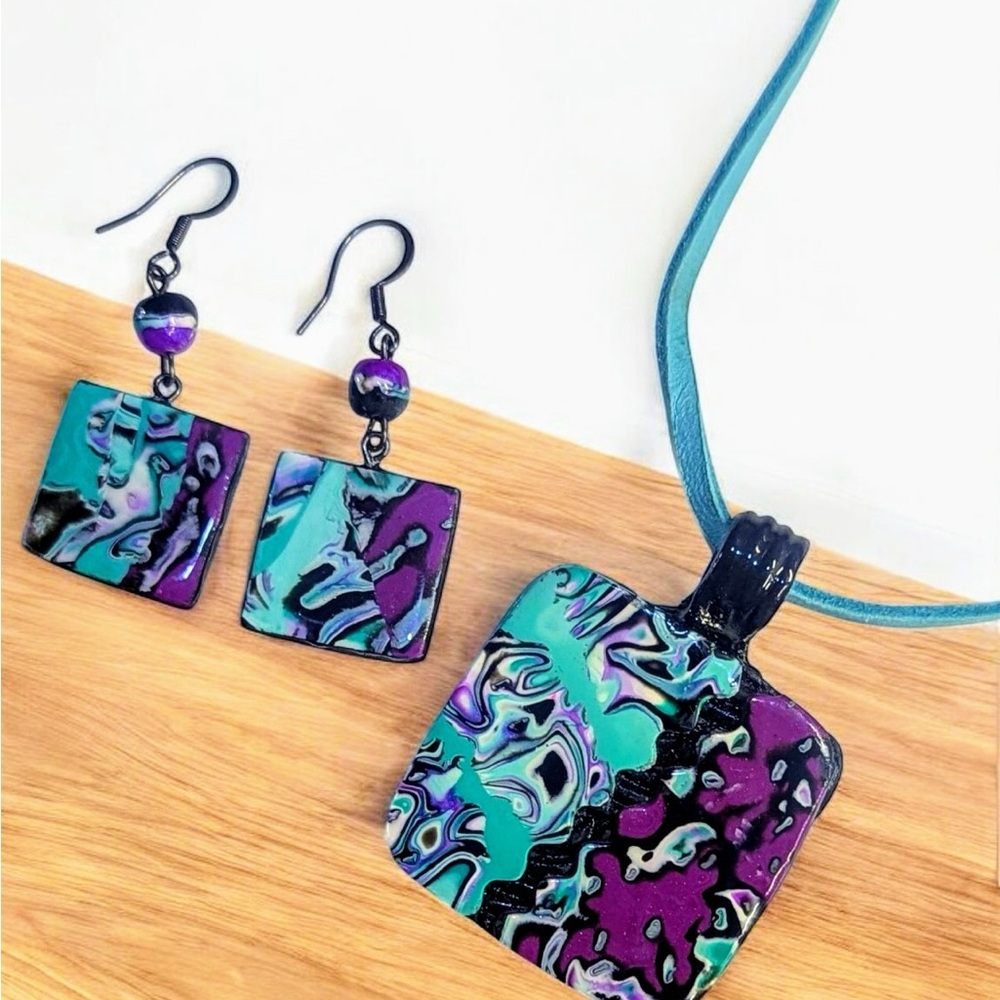 Purple and Blue Abstract Necklace